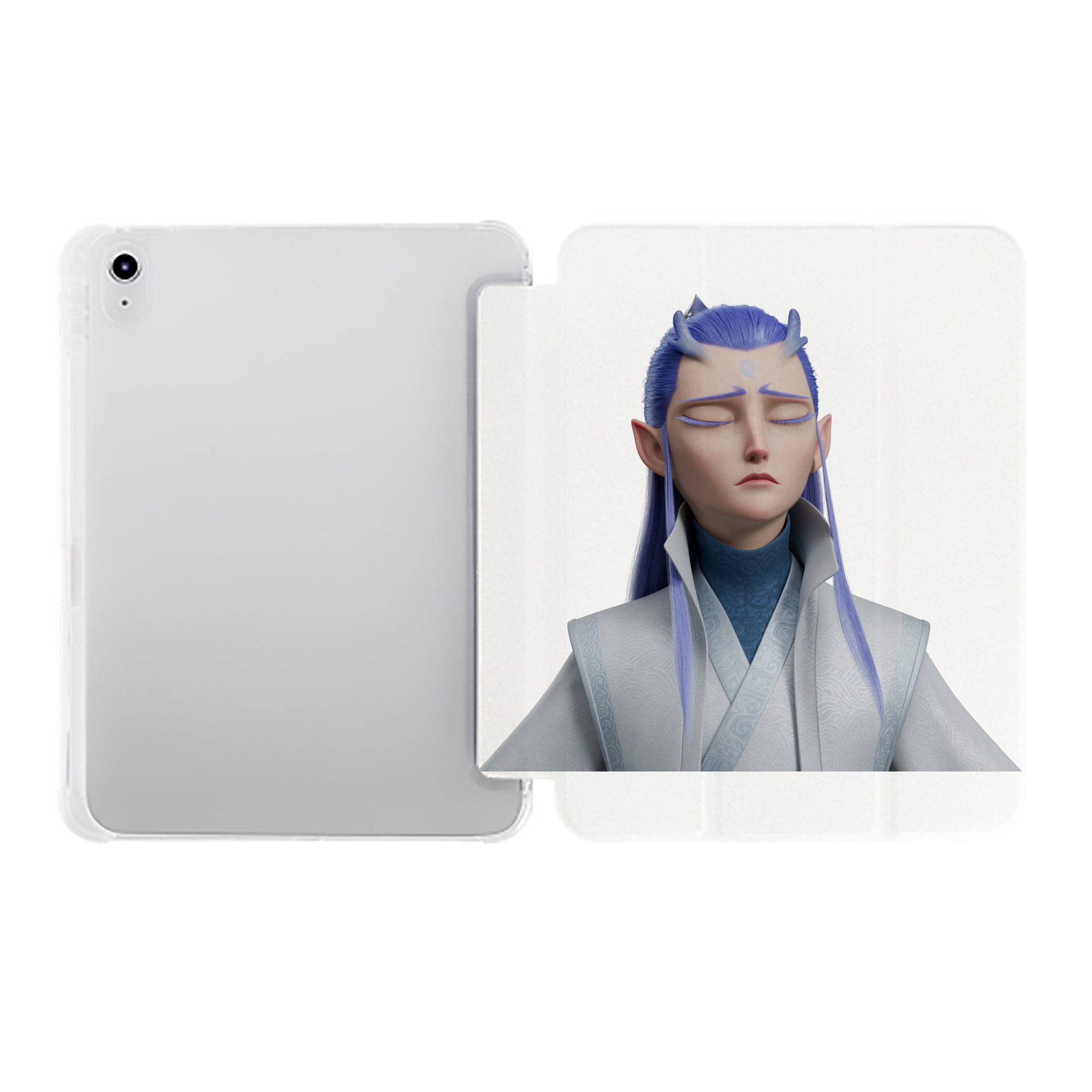 （画像用） Ne Zha 2 ナタ 魔童の大暴れ IPad ケース ペン収納付き 三つ折りスタンド PUレザー×シリコン 対応機種9.5/10.5/10.9インチ